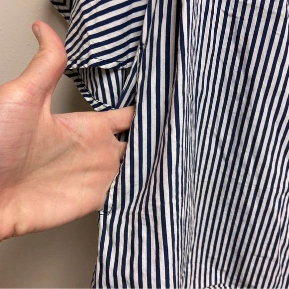 Faithfull the Brand Women Blue White Cotton House Top Louvre Stripe Print Size 2 - Picture 5 of 12